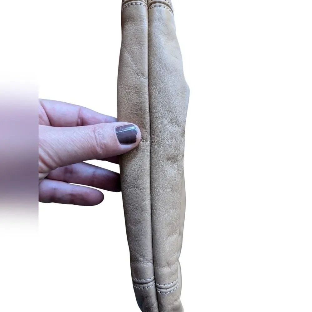 Vintage cream leather clutch